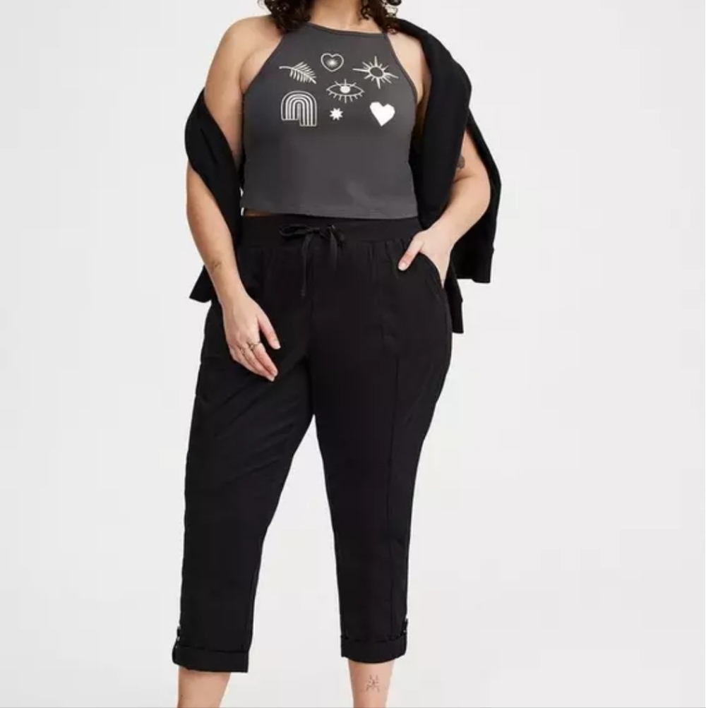 Pull On Convertible Poplin Crop Pant